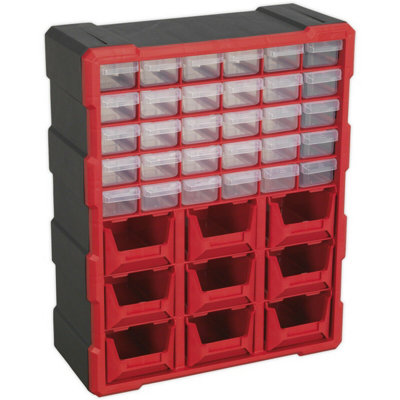 375 x 165 x 470mm 39 Drawer Parts Cabinet - RED - Wall Mounted ...