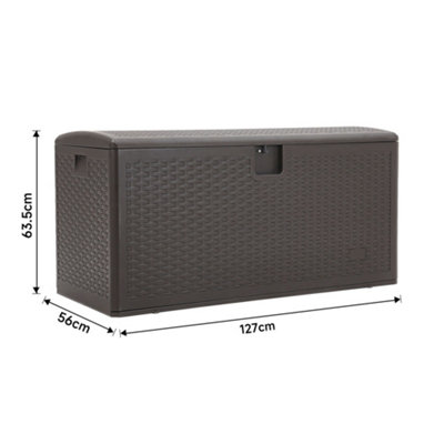 375L Rattan Garden Storage Box Outdoor HDPE Deck Box, Brown
