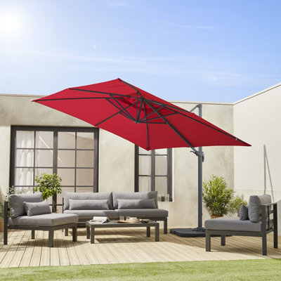 Sweeek. 3X3M Square Cantilever Parasol Falgos Red 298X298X260 Cm from B&Q