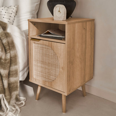 SweeekWood And Rounded Cane Rattan Bedside Table Eva Natural 40X39X70 Cm from B&Q