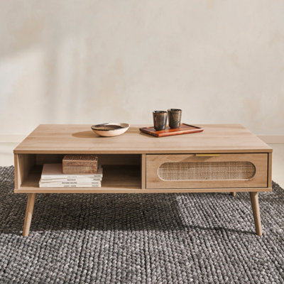 SweeekWood And Rounded Cane Rattan Coffee Table Eva Natural 110X59X39 Cm from B&Q