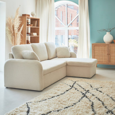 Sweeek3-Seater Reversible Corner Sofa Bed In Boucle Fabric Milano Boucle White 220X83X85 Cm from B&Q