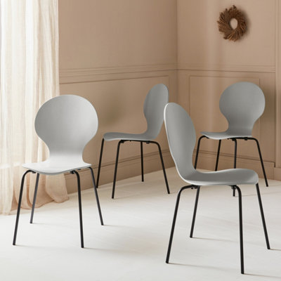 Set Of 4 Retro Wooden Stacking Chairs GreySweeek