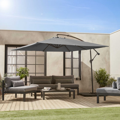 SweeekOffset Square Parasol 3X3M Hardelot Grey 300X295X250 Cm from B&Q