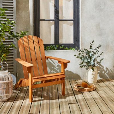 SweeekWooden Retro Garden Deck Chair Adirondack Salamanca Natural 88.5X69X90 Cm