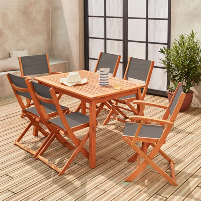 Sweeek6-Seater Extendable Wooden Garden Table Set With Chairs Natural 240X100X75 CmAlmeria 6