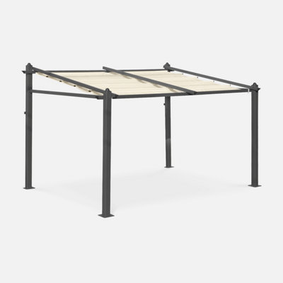 Sweeek3X4M Outdoor Retractable Aluminium Pergola With Canopy Murum Off-White 355X290X251 Cm from B&Q