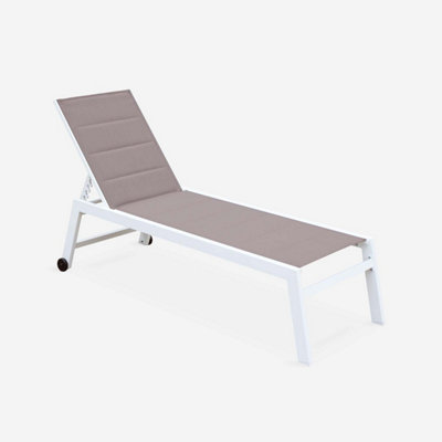 Sweeek. Textilene And Aluminium Sun Lounger 6 Reclining Positions Solis White 202X65X102 Cm from B&Q