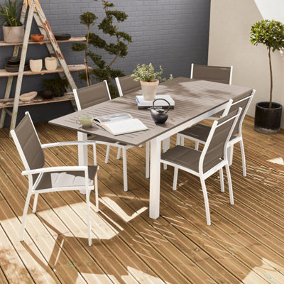 Sweeek6-Seater Extendable Aluminium Garden Table With Chairs White 210X89X75 CmChicago 6