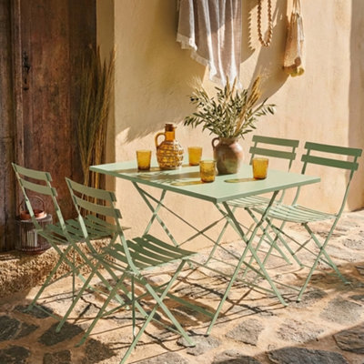 Sweeek4-Seater Folding Metal Bistro Garden Table Emilia Sage Green 110X70X71 Cm