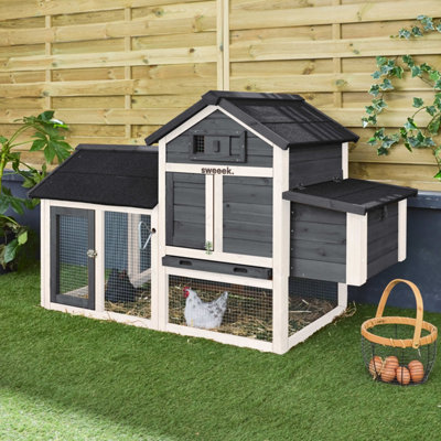 Wooden Chicken Coop For 3 Chickens With Nesting Box AnthraciteSweeek