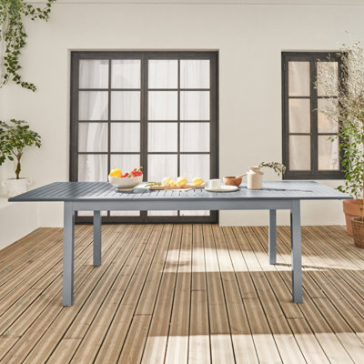 Sweeek8-Seater Extendable Garden Table Aluminum Grey 244X100X75 CmChicago
