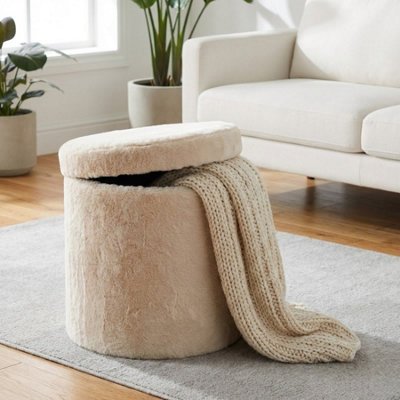 Garden Greatness Soft Touch Faux Fur Home Ottoman from B&Q