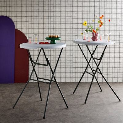 SweeekPair Of Foldable High Tables White 81X81X110 CmGala Tables X2