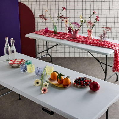 SweeekPair Of Foldable Plastic Reception Tables White 180X69.5X73.5 Cm2 Fiesta Tables from B&Q
