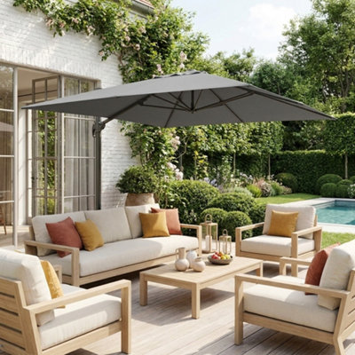 Sweeek3X4M Rectangular Cantilever Parasol Wimereux Grey from B&Q