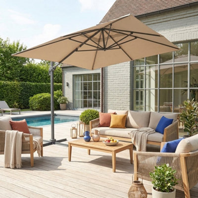 Sweeek3X4M Rectangular Cantilever Parasol Wimereux Beige from B&Q
