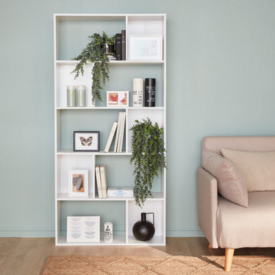 Sweeek. 5-Shelf Bookcase With 10 Compartments Pieter White 83X23.4X173 Cm from B&Q