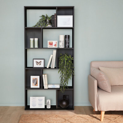 Sweeek. 5-Shelf Bookcase With 10 Compartments Pieter Black 83X23.4X173 Cm from B&Q