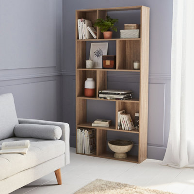 Sweeek. 5-Shelf Bookcase With 10 Compartments Pieter Natural 83X23.4X173 Cm from B&Q