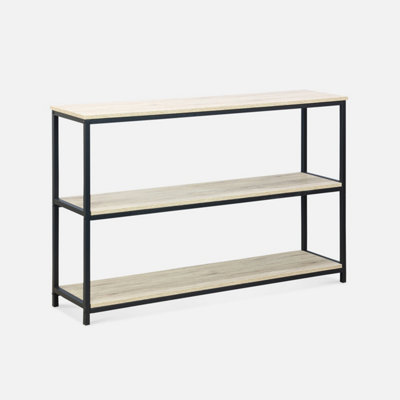 Sweeek. 3-Level Industrial Bookcase With Wood And Metal Effect Loft Black 120X30X80 Cm from B&Q