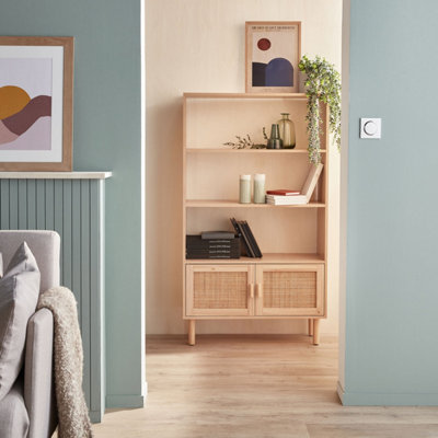 Sweeek Woven Rattan Bookcase With Storage Cupboard Natural Light