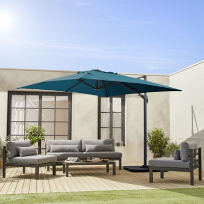 Sweeek3X3M Square Cantilever Parasol Falgos Duck Blue With Cover Included from B&Q