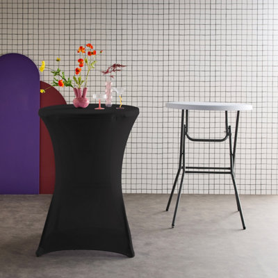 SweeekPair Of Foldable High Tables With Protective Covers Black 81X81X110 CmGala + Cover X2