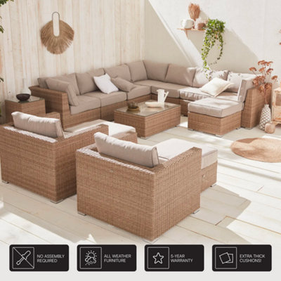 Sweeek12-14-Seater Premium Polyrattan Garden Sofa Set Tripoli Beige 303.5X82X67 Cm from B&Q
