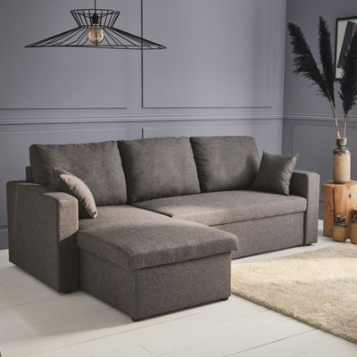 Sweeek3-Seater Reversible Corner Sofa Bed With Storage Ida Grey 219X84X68 Cm from B&Q