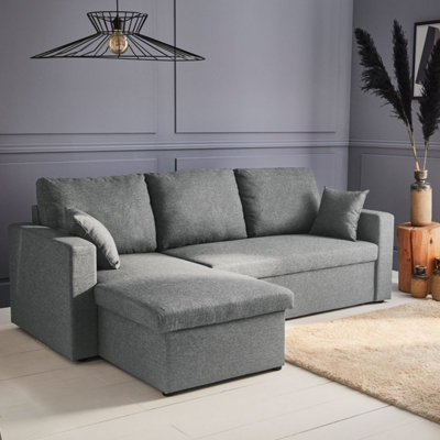 Sweeek3-Seater Reversible Corner Sofa Bed With Storage Ida Light Grey 219X84X68 Cm from B&Q