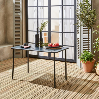 Sweeek4-Seater Rectangular Steel Garden Table Amelia 120Cm Anthracite 120X70X72.5 Cm