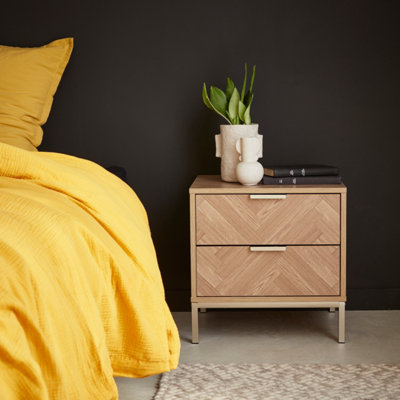 SweeekWood-Effect Bedside Table With Herringbone Pattern Budapest Natural 45X40X45 Cm from B&Q