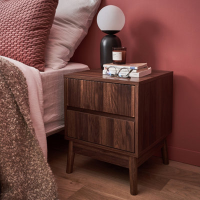 SweeekGrooved Bedside Table With Wood Effect Linear Dark Wood Colour 40X39X48 Cm from B&Q