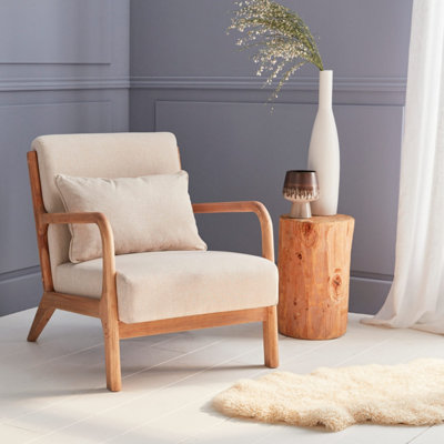 SweeekScandi-Style Wooden Armchair With Cushion Beige 65X80X79 CmLorens from B&Q