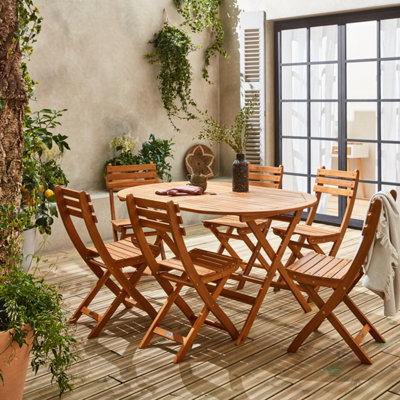 Sweeek6-Seater Oval Wooden Folding Garden Table Natural 150X90X74 CmMacapa
