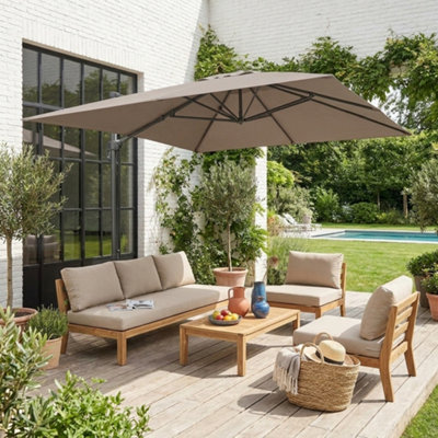 Sweeek3X4M Rectangular Cantilever Parasol Wimereux Beige-Brown from B&Q