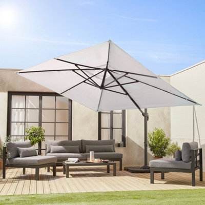 Sweeek3X4M Rectangular Cantilever Parasol Wimereux Off-White from B&Q