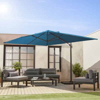 Sweeek3X4M Rectangular Cantilever Parasol Wimereux Duck Blue from B&Q