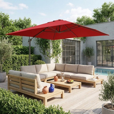 Sweeek3X4M Rectangular Cantilever Parasol Wimereux Red from B&Q