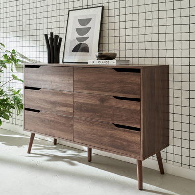 Sweeek6-Drawer Chest With Wood Effect Walnut 120X40X80 CmNepal from B&Q