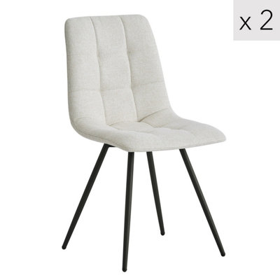 Nordlys Set Of 2 Metal And Beige Fabric Dining Chairs Modern Design Style Dining Room from B&Q