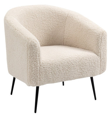 Nordlys Metal And White Bouclé Lounge Chair Modern Design Style Living Room from B&Q