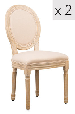 Nordlys Set Of 2 Wooden Chairs With Beige Fabric Seats Classic Style Dining Room from B&Q