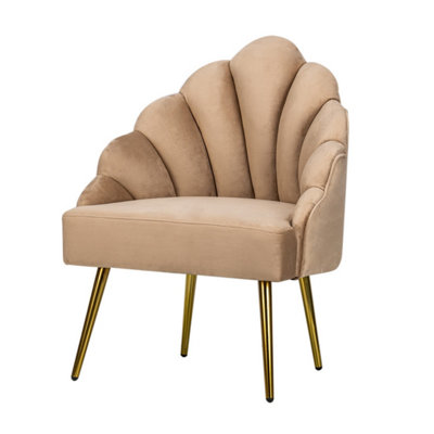 Nordlys Beige Velvet And Metal Lounge Chair Vintage Style Living Room from B&Q
