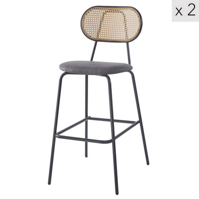 Nordlys Set Of 2 Industrial Bar Stools With Rattan Modern Design Style Dining Room from B&Q