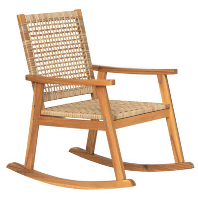 Nordlys Acacia Wood And Rope Rocking Chair Exotic Boho Outdoor from B&Q