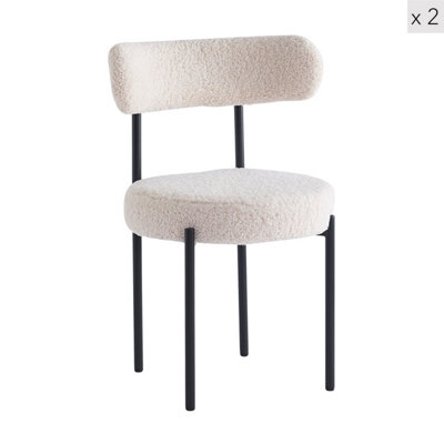 Nordlys Set Of 2 Metal And White Bouclé Dining Chairs Modern Design Style Dining Room from B&Q