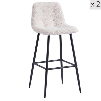 Nordlys Set Of 2 Metal And White Bouclé Bar Stools Modern Design Style Dining Room from B&Q