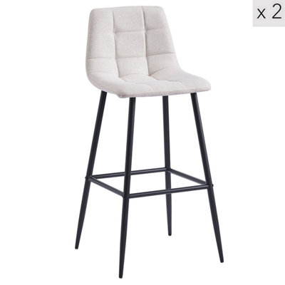 Nordlys Set Of 2 Metal And Beige Fabric Bar Stools Modern Design Style Dining Room from B&Q
